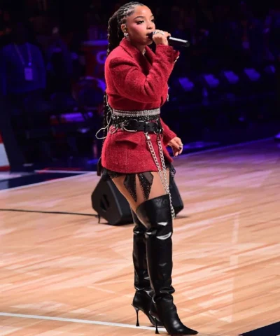 Alternative view of Chloe Bailey NBA All-star Red Textured Blazer