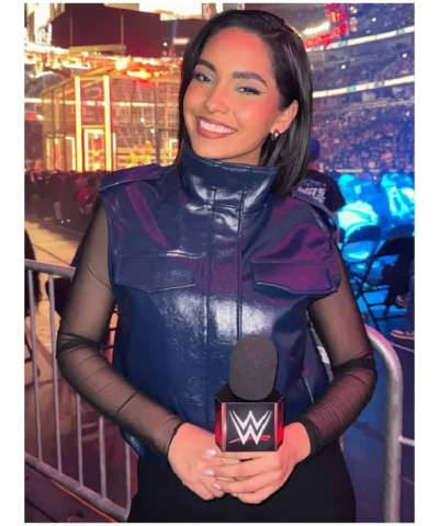 Andrea Bazarte WWE Elimination Chamber Blue Leather Vest