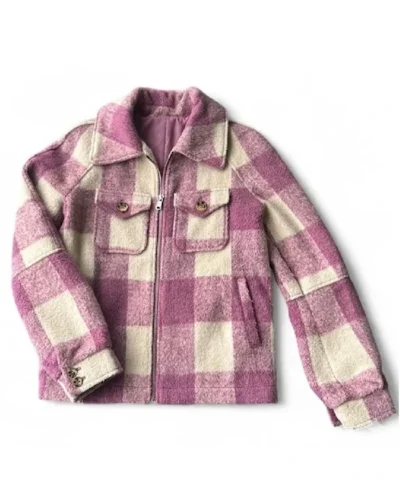 Avec Les Filles Pink and Cream Plaid Jacket