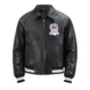 Avirex London Black Bomber Leather Jacket For Sale