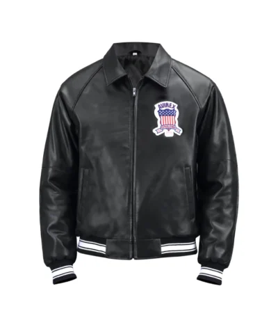 Avirex London Black Bomber Leather Jacket For Sale