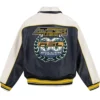 Avirex Soccer League Black and White Leather Bomber Jacket For Sale