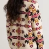 Aztec Pattern Half Zip and Pullover Sherpa Jacket Back View