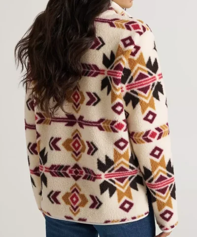 Aztec Pattern Half Zip and Pullover Sherpa Jacket Back View