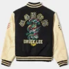 Bruce Lee Dragon Black and Off-White Varsity Jacket