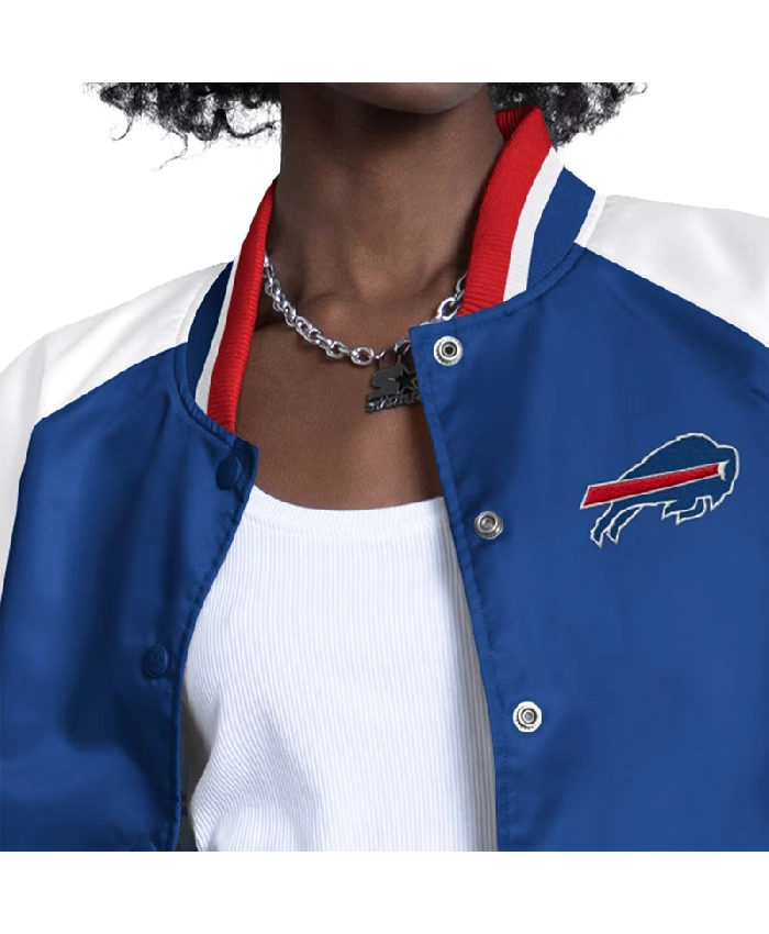 Buffalo Bills Blitz Blue and White Full-Snap Varsity Jacket