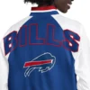 Buffalo Bills Blitz Blue and White Full-Snap Varsity Satin Jacket