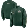 Buy 1919 Green Bay Packers Patch Bomber Full-Zip Green Satin Jacket For Sale 