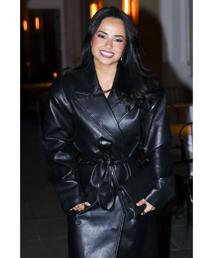 Buy Becky G Black Leather Belted Coat