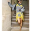 Buy Becky G Off-White Fashion Show in Paris 2026 Oversized Grey Bomber Jacket 