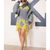 Buy Becky G Off-White Fashion Show in Paris 2026 Oversized Grey Satin Jacket 