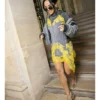 Buy Becky G Off-White Fashion Show in Paris 2026 Oversized Satin Bomber Jacket 