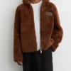 Buy McLaren Racing Hooded Brown Shearling Jacket