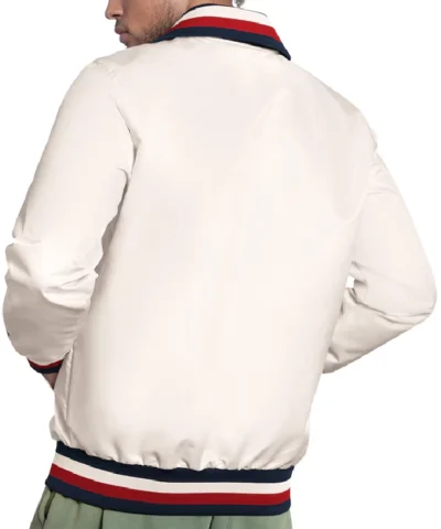 Buy Now Boston Red Sox The Captain Logo White Satin Varsity Jacket
