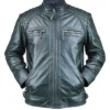 Buy Now Ethan Distressed Waxed Leather Cafe Racer Green Jacket