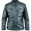 Buy Now Ethan Distressed Waxed Leather Cafe Racer Green Jacket Sale
