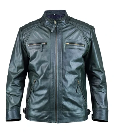 Buy Now Ethan Distressed Waxed Leather Cafe Racer Green Jacket Sale