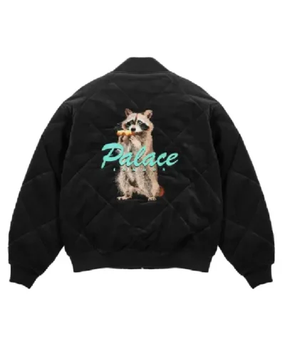 Buy Palace Spring 2026 Hungry Raccoon Zip-Up Varsity Black Bomber Jacket
