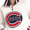 Cincinnati Reds The Captain Logo Full-Zip White Satin Varsity Jacket