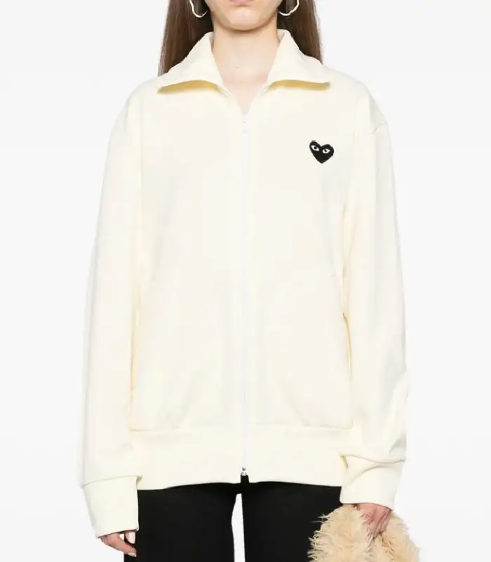 Comme Des Garcons Play Heart-Print Track Jacket white