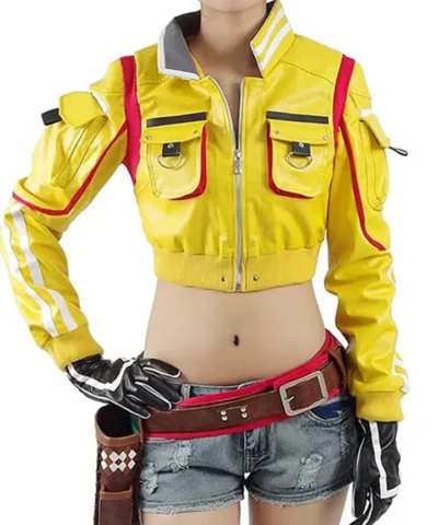 Final Fantasy XV Cindy Aurum Yellow Cropped Leather Jacket