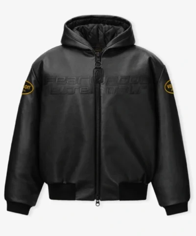 Get Fear of God x Vanson Essentials Black Leather Hooded Jacket 