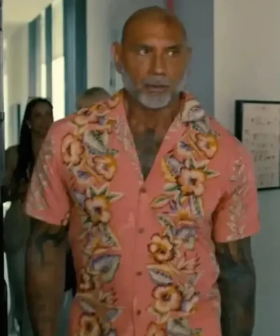 Get the iconic look with The Wrecking Crew 2026 Orange Floral Dave Bautista Shirt