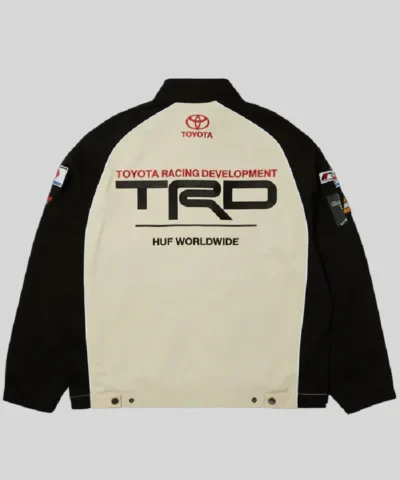 HUF x TRD Podium Co-Branded Logos and Contrast Paneling Black and White Cotton Twill Racing Jacket