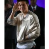 Harry Style Metallic Bomber Rainbow Satin Jacket