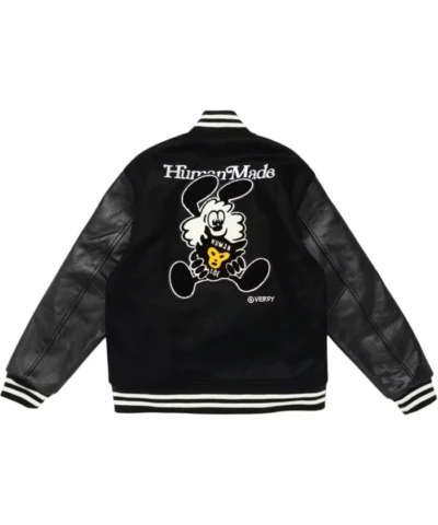 Human Made x Verdy Wool with Leather Black Varsity Jacket