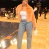 Jordyn Woods Orange Fur Jacket
