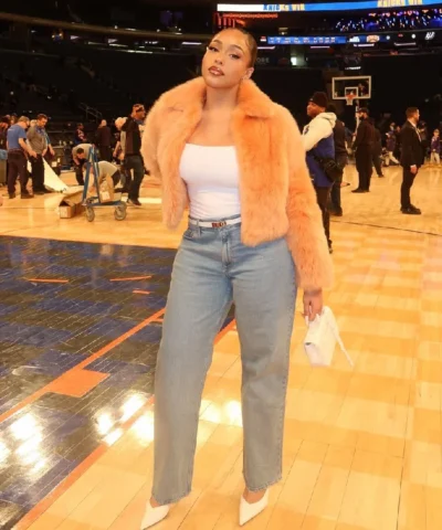 Jordyn Woods Orange Fur Jacket