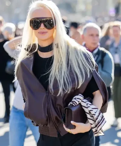 Kate Davidson Hudson Paris Fashion Week Leather Jacket