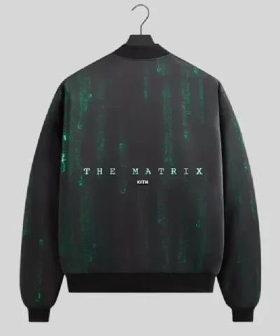 Kith For The Matrix Black Satin Bomber Jacket For Men and Women 