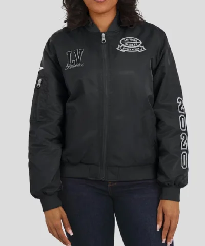 Las Vegas Raiders Black Patch Full-Zip Bomber Jacket