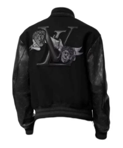 Louis Vuitton Monogram Embossed Wool and Leather Black Jacket