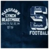 Marshawn Lynch Seattle Seahawks Beastmode Legacy Navy Wool with Leather Sleeve Varsity Jacket