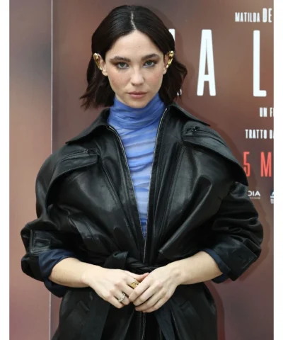 Matilda De Angelis Black Leather Jacket