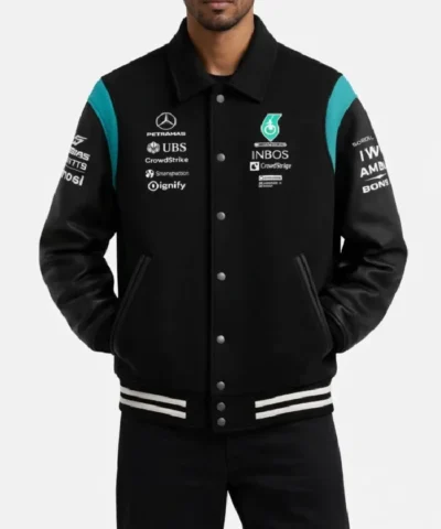 Mercedes-AMG Petronas Black and Teal Varsity Jacket