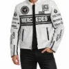 Mercedes-Benz White Genuine Cowhide Leather Jacket