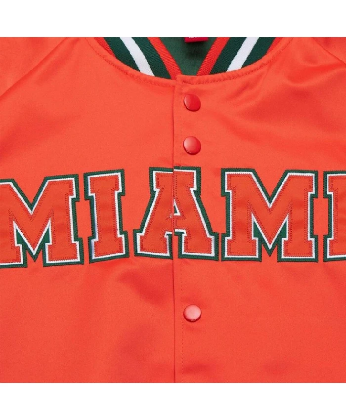 Miami Hurricane Full-Snap Lightweight Satin Jacket