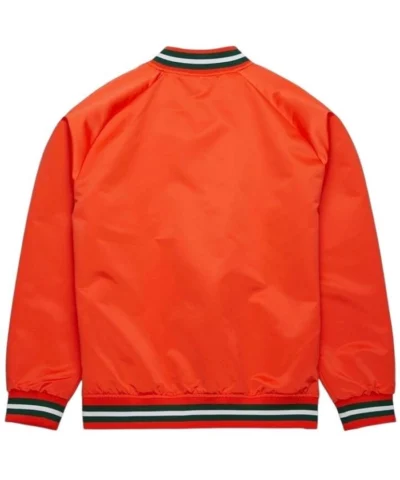Miami Hurricane Full-Snap Orange Lightweight Satin Jacket