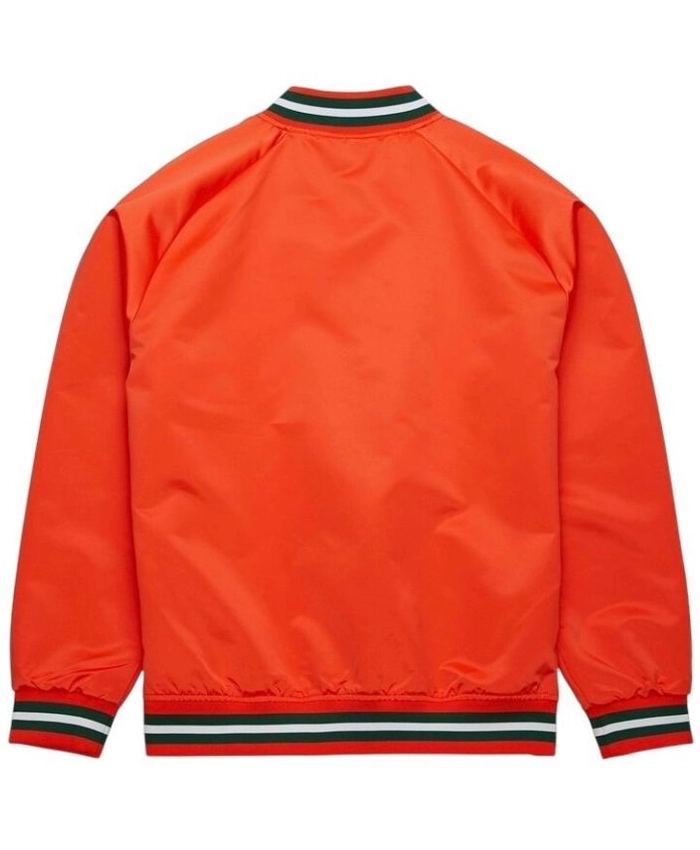 Miami Hurricane Full-Snap Orange Lightweight Satin Jacket