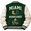 Miami Hurricanes Embroidered Green and White Varsity Jackets