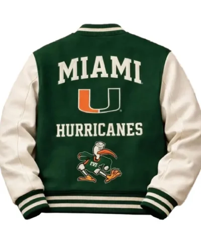 Miami Hurricanes Embroidered Green and White Varsity Jackets