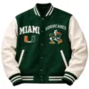 Miami Hurricanes Embroidered Green and White Varsity Jacket
