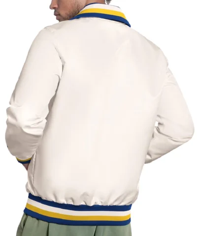Milwaukee Brewers The Captain Logo White Satin Varsity Jacket For Sale 