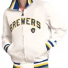 Milwaukee Brewers The Captain Logo White Varsity Jacket