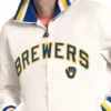 Milwaukee Brewers The Captain Logo White Varsity Jacket For Sale 