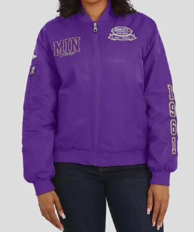 Minnesota Vikings Purple Patch Full-Zip Bomber Jacket